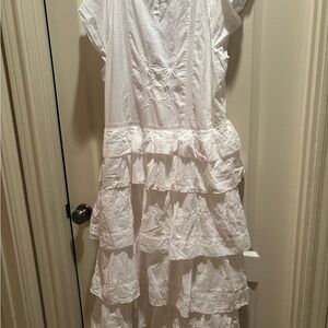 Banana Republic White Tiered Midi Dress